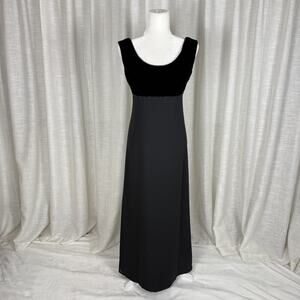 Liz Claiborne Night Dress Womens 6 Black Velvet Bodice Beaded Maxi Evening Gown